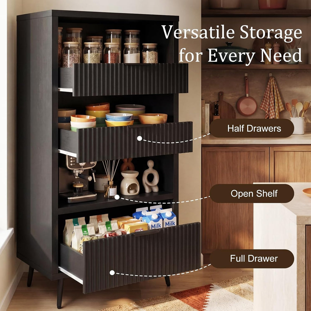 Bathroom Storage Cabinet Set of 2, 47.2" Wide 5-Tier Freestanding Pantry...