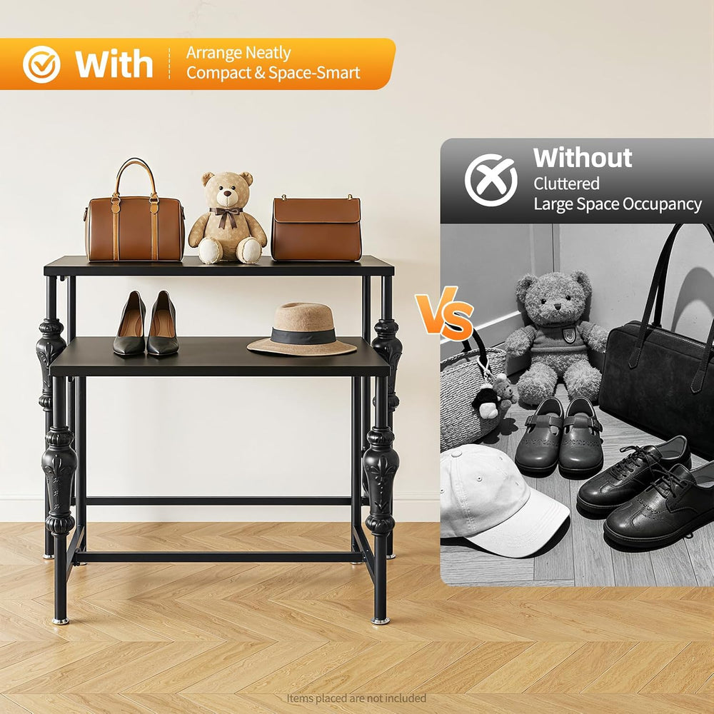 Retail Display Tables,2-Piece Set Modern Nesting Tables, Metal Shoe Handbag R...