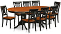 East West Furniture PLAI9-BLK-W 9 Piece Kitchen Table Set Includes an Oval Dining Table with Butterfly Leaf and 8 Dining Room Chairs, 42x78 Inch, Black & Cherry