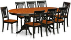 East West Furniture PLAI9-BLK-W 9 Piece Kitchen Table Set Includes an Oval Dining Table with Butterfly Leaf and 8 Dining Room Chairs, 42x78 Inch, Black & Cherry
