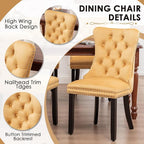 Kiztir Velvet Dining Chairs Set of 6, Upholstered Dining Room Chairs with Ring Pull Trim and Button Back, Luxury Tufted Dining Chairs for Living Room, Bedroom, Kitchen (Gold)