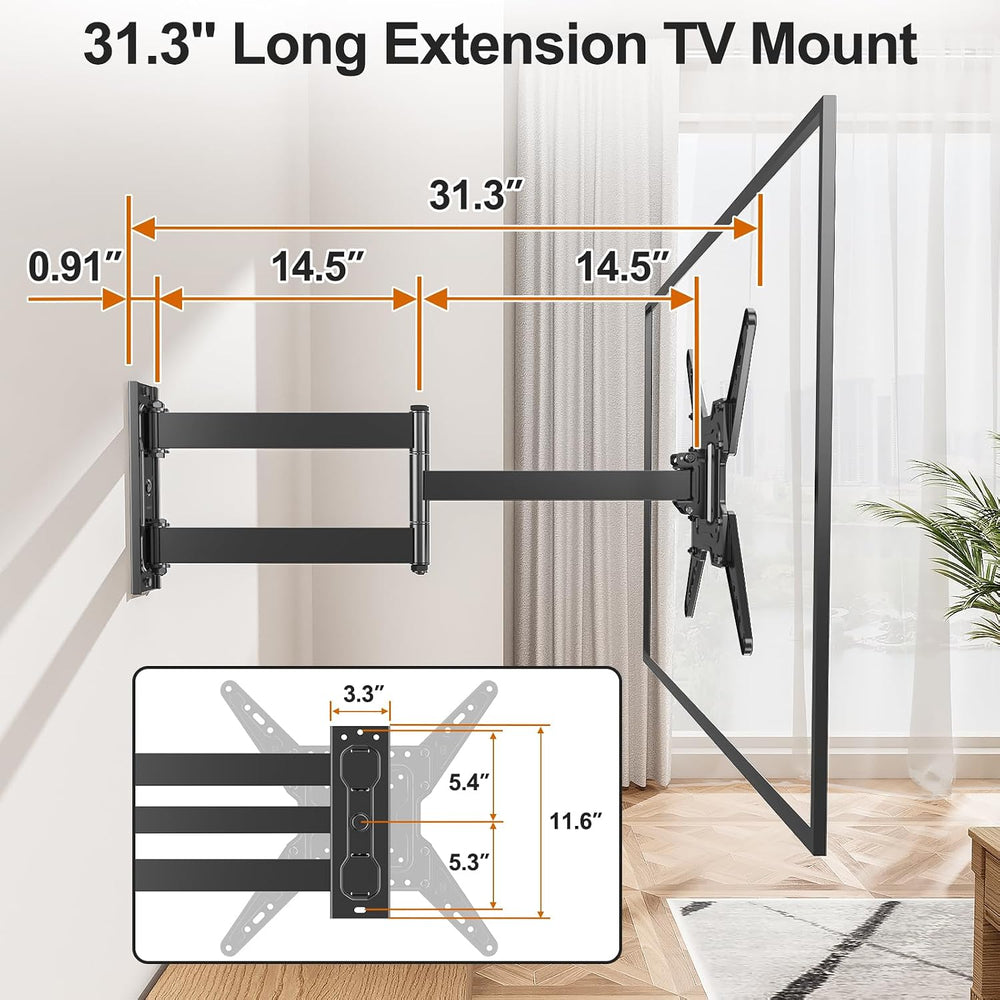 ELIVED 31.3in Long Arm TV Mount for 32-65" TVs, Max VESA 400x400, 99 lbs...
