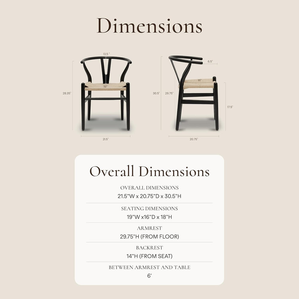 Poly & BARK Weave Dining Chairs – Mid-Century Modern Wishbone Dining Chai...