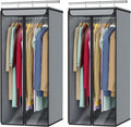Univivi Garment Bags for Hanging Clothes, Cloth Bag 40 In, 2 PCS, Grey | Large Capacity, Easy Assembly, Clear Window, Dustproof, Durable Zipper, Hanging Garment Storage Bag for Suit, Coat, Dress