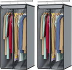 Univivi Garment Bags for Hanging Clothes, Cloth Bag 40 In, 2 PCS, Grey | Large Capacity, Easy Assembly, Clear Window, Dustproof, Durable Zipper, Hanging Garment Storage Bag for Suit, Coat, Dress