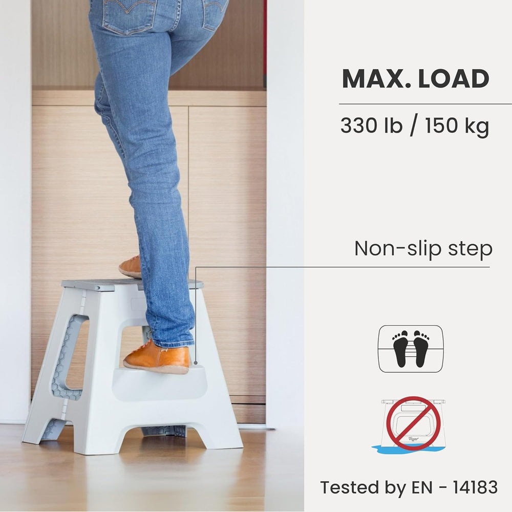 Vigar Compact Folding Step Stool - 16 Inch 2 Step Foldable Step Stool for Adu...
