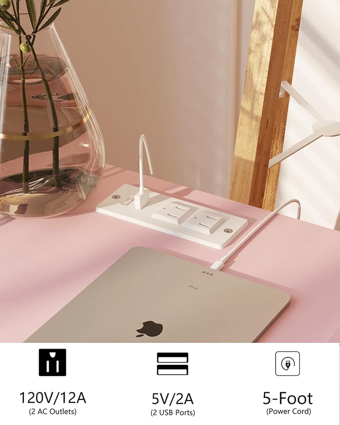 Nightstand with Oultlet,Modern Bedside Table with Storage Drawer and Open Woo...