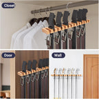 Belt Hanger Organizer for Closet: Ohuhu 2 in 1 Wall Mount Hanger 14 Slots+13 Hooks Storage Wooden Belt Organization 360 Degree Rotating Belt Display Holder for Belt Tie Scarf Accessories