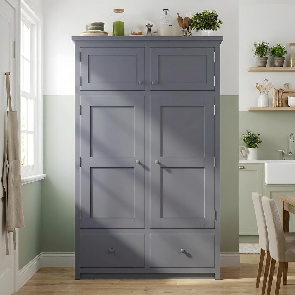 Tall Kitchen Pantry Cabinet with Adjustable Shelves, Freestanding Large Cupbo...