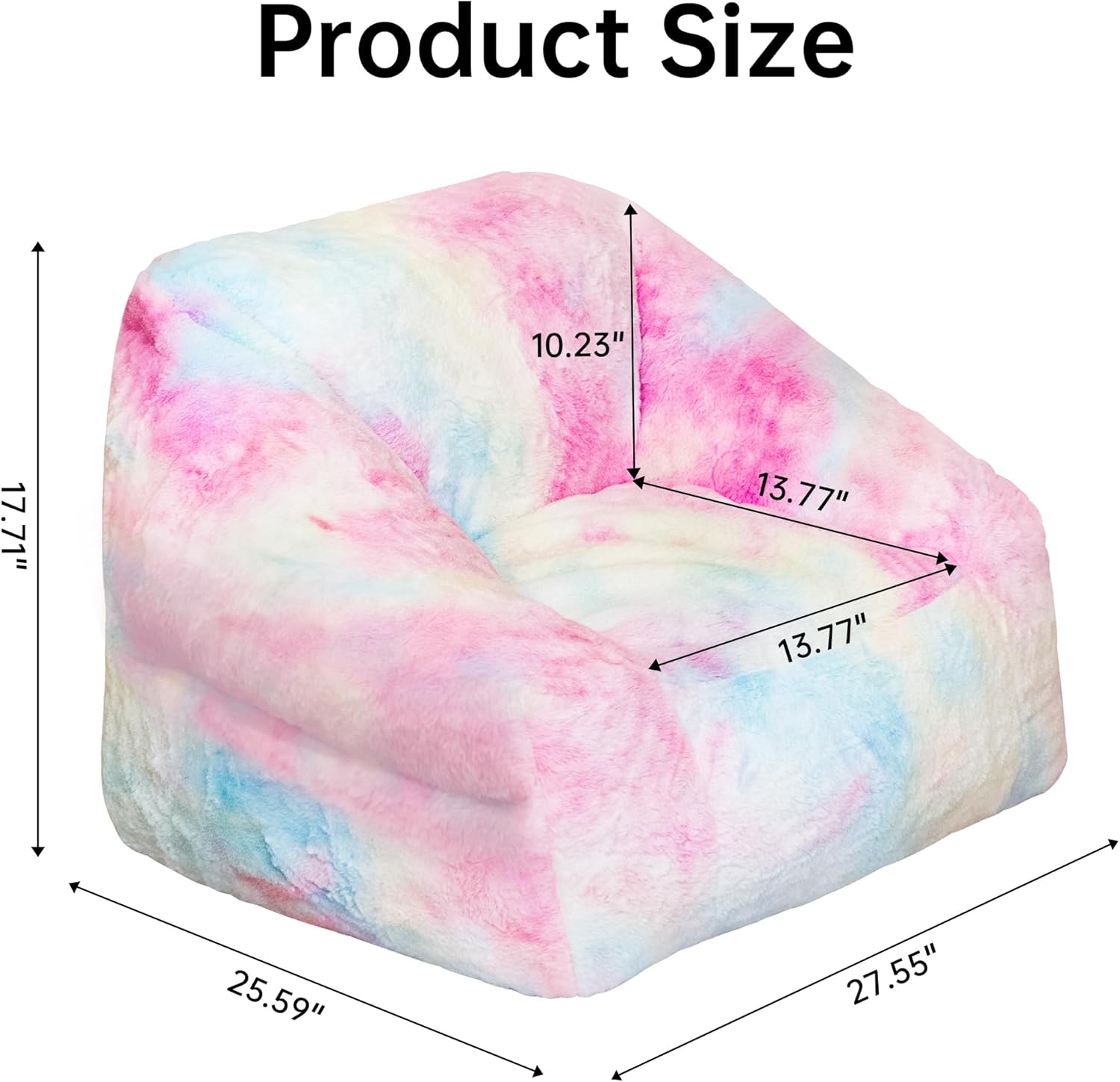 Cvortll Bean Bag Chairs for Kids, 27" Modern Rainbow Colors Beanbag Sofa with Sponge Filling & Comfy Soft Faux Fur, Kids Teens Bean Bags Chair Sofa for Bedroom, Living Room (Colorful)