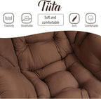 Tiita Lazy Chair with Ottoman, Modern Large Accent Lounge Armchair, Comfy Leisure Sofa Reading Chair with Footrest for Bedroom, Living Room, Dorm Rooms, Garden and Courtyard, Brown