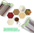 5-7Lbs Dog Cat Food Storage Container with Upgraded Large Nozzle BPA-free, 4 Snap Seals Plastic Pet Food Storage Containers with Handles (Green x 2, (5L+3L) 2pack)
