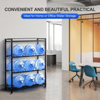 5 Gallon Water Bottle Holder 9-Tray 3/5 Gallon Water Jug Rack with Top Shelf Heavy Duty 5 Gallon Water Jug Stand for Kitchen, Office, Garage, Black