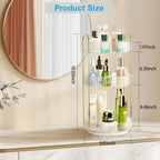 360 Rotating Makeup Organizer - Large Capacity Spinning Perfume & Cosmetic Skincare Holder for Countertop (Pearl White, 3 Tier)