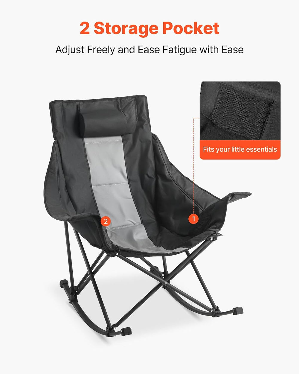 VEVOR Heated Camping Chair, 3 Heating Settings, Large-Sized Padded Folding Ro...