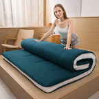 MAXYOYO Futon Mattress, Padded Japanese Floor Mattress Quilted Bed Mattress Topper, Extra Thick Folding Sleeping Pad Breathable Floor Lounger Guest Bed for Camping Couch, Bluestone, Full Size