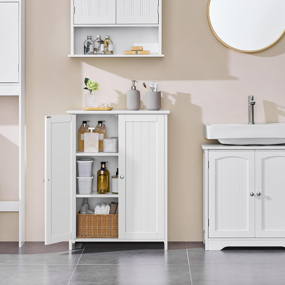 Yaheetech Small Bathroom Storage Cabinet for Towels with 2 Doors, White