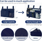 Bseash Bunk Bed Organizer, Bedside Caddy Hanging Bed Organizer Storage Bag 8 Pockets, for College Dorm Rooms Bed, Hospital Bed, Baby Bed Rails, 600D Oxford Cloth (Navy Blue)