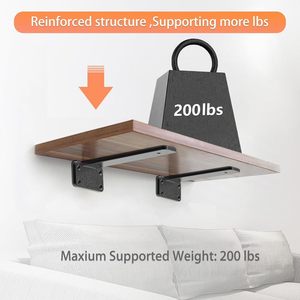 L Shelf Brackets10 inch, Black Heavy Duty Iron Shelf Brackets, Industrial Modern Floating Shelf Support for Wall Mount Shelves