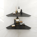 FerdY 2-Pack 10" Matte Black Recessed Corner Shower Shelf, for Tiled Bathroom Walls, 304 Stainless Steel Floating Shelf, Shower Caddy Storage Shelves, No Drilling Required, Striped Diamond
