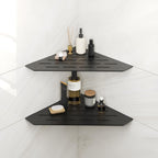 FerdY 2-Pack 10" Matte Black Recessed Corner Shower Shelf, for Tiled Bathroom Walls, 304 Stainless Steel Floating Shelf, Shower Caddy Storage Shelves, No Drilling Required, Striped Diamond