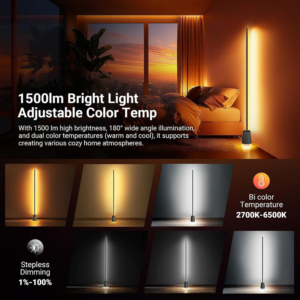 NEEWER NF06 RGB IC CW Smart Floor Lamp, 1500lm LED Standing Corner Light, APP...