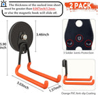 ULIBERMAGNET New Updated Strong Magnetic Hooks,2 Pack Heavy Duty Large Magnetic Hooks for Extension Cord, Cable, Hose, Power Cord,Rope,Drill,Jig Saw,Circular Saw,Garden Lawn Tools (Orange/3.46inch)
