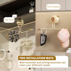 Wall Hanging Jewelry Organizer with Wooden Beads, Strong Suction Cup Hair Clip Holder for Bathroom & Bedroom, 12 Inch Space Saving Storage for Hair Ties, Necklaces, Bracelets, Rings