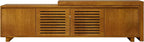 Ball & Cast 63" Mid-Century Modern Extendable TV Stand TVs up to 75", Expandable Media Console with Slatted Doors & Concealed Storage, Wood Grain Entertainment Center for Living Room,Brown Ebony