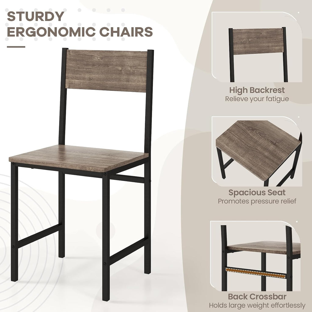 NAFORT Kitchen Table Set for 4, Industrial Dining Table with 2 Chairs & Storage Bench, Rustic Wood & Metal 4-Piece Dining Set for Small Space, Apartment, Kitchen & Dining Room