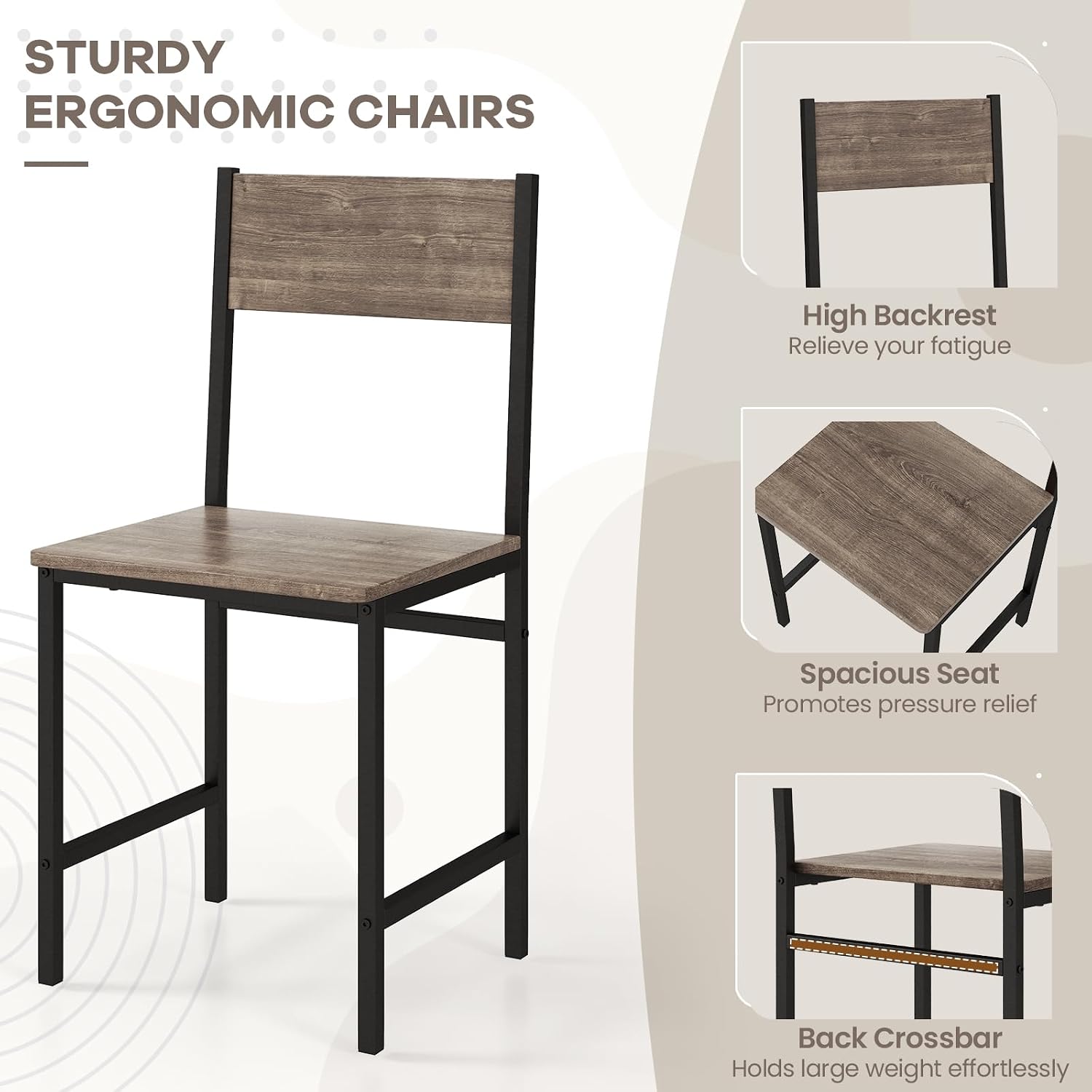 NAFORT Kitchen Table Set for 4, Industrial Dining Table with 2 Chairs & Storage Bench, Rustic Wood & Metal 4-Piece Dining Set for Small Space, Apartment, Kitchen & Dining Room