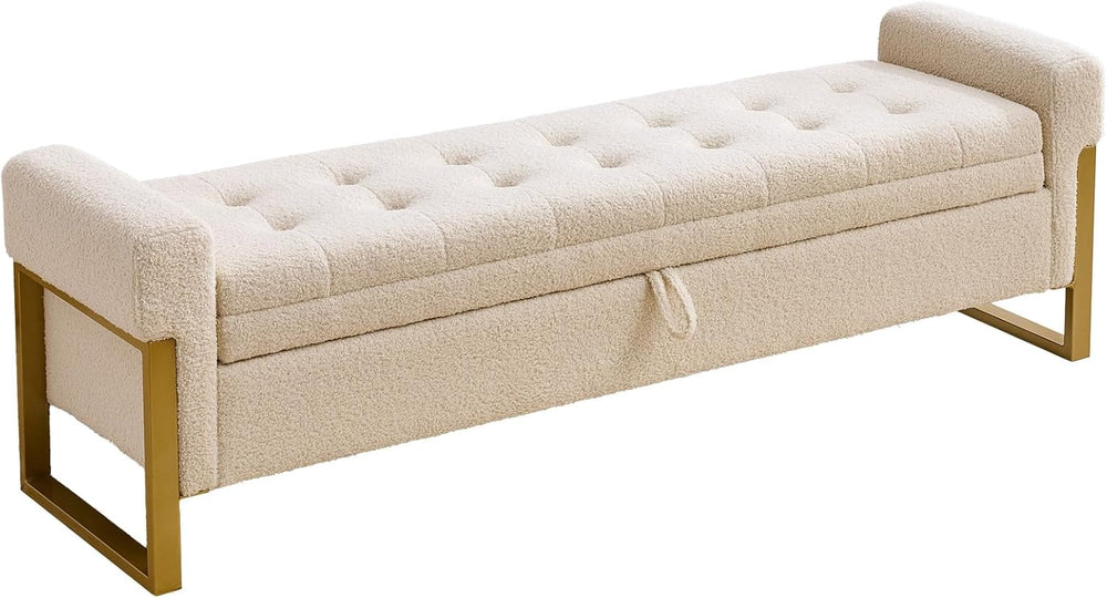 67" End of Bed Storage Bench King Size, Bench for Bedroom Foot of Bed, U...