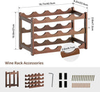 Wine Rack,Bamboo Wine Racks Countertop,Sturdy Wine Rack for Inside Cabinet &Freestanding Floor, 3-Tier 12 Bottles Racks for Kitchen,Cabinets,Home Bar,Wine Storage Racks(3-Tiers)