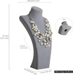 GemeShou Grey necklace storage organizer for sale, Velvet necklace holder stand, jewelry bust display stands, Jewelry Mannequin for Countertop, Showcase【Grey-Large height 12.4 inch】