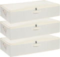 Clothes Organizers, Under Bed Storage Containers, Storage Bins With Lids and Reinforced Handles, Beige, 3 Pack, 23.6 x 11.8 x 5.9 Inch