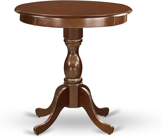 East West Furniture ESDL3-MAH-W 3 Piece Dinette Set for Small Spaces Contains a Round Dining Table with Pedestal and 2 Dining Room Chairs, 30x30 Inch, Mahogany