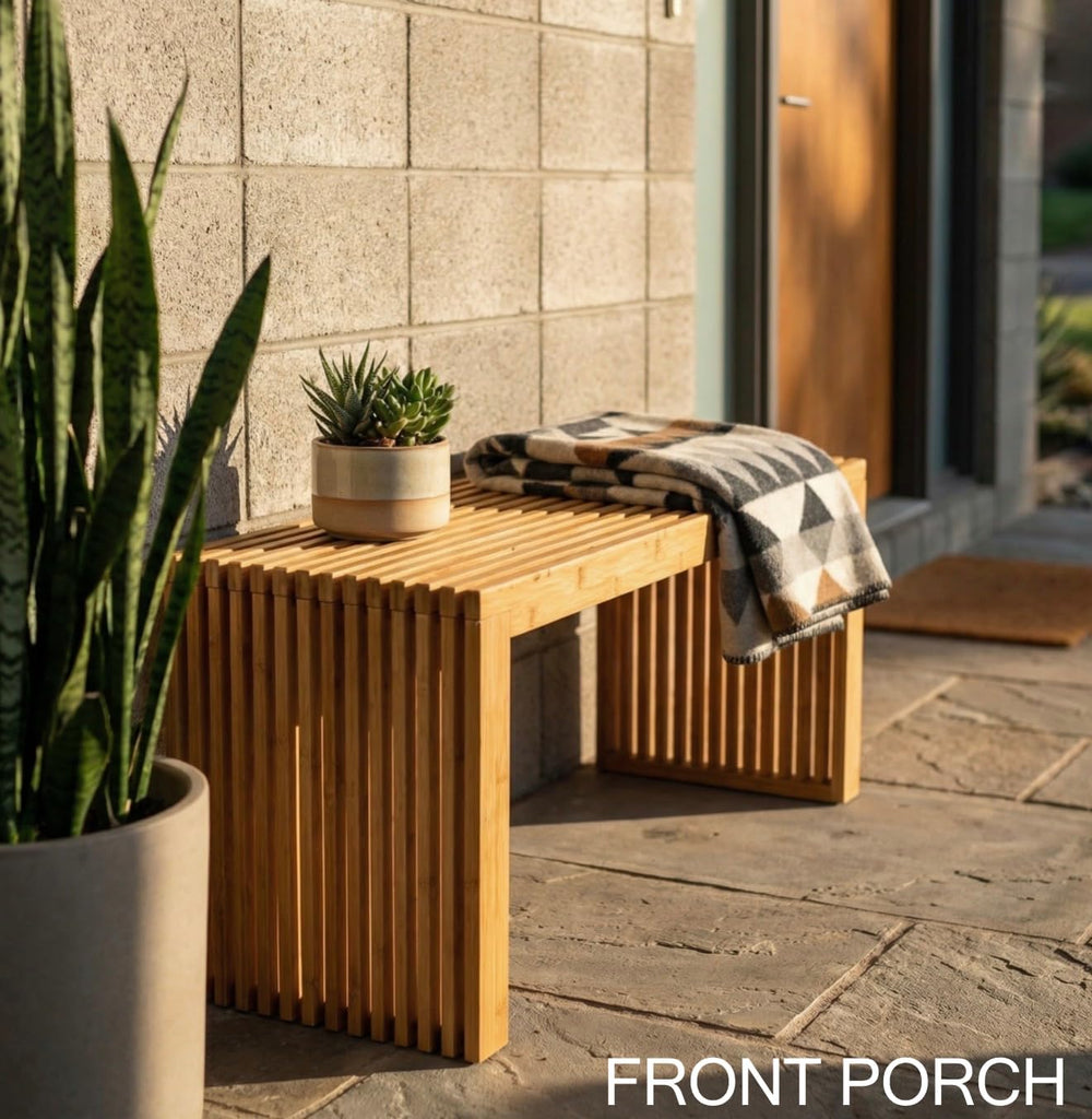 Bamboo Natural 36 inch Wooden Bench, Small Wood Benches for Entryway, Living ...