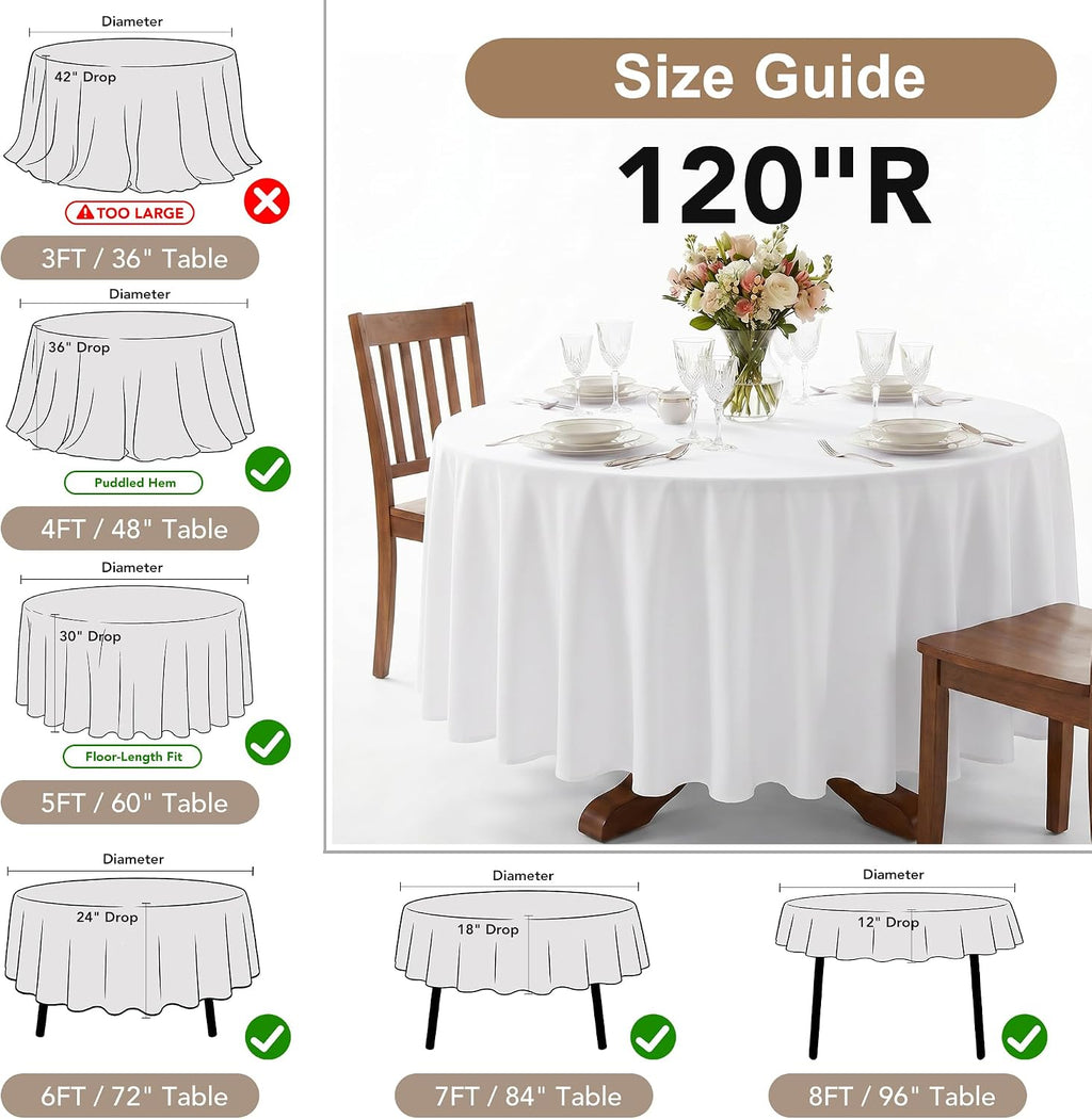 Fitable 6 Pack Rust 120 Inch Round Tablecloth - Stain Resistant and Washable Table Cover, Polyester Fabric Table Cloth for Wedding, Party, Banquet, Formal Events