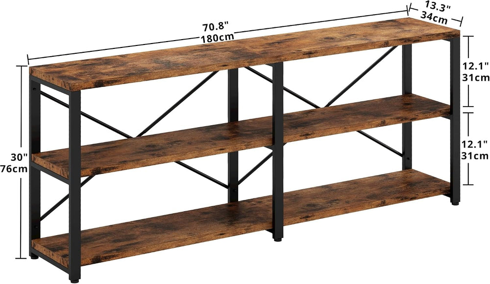 IRONCK Console Table, 3-Tier 70.8 in Entryway Table, Vintage Brown | Engineer...