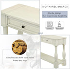 Merax 64" Classic Wood Console Table with Drawers and Bottom Shelf for Entryway Hallway Living Room (Antique White)