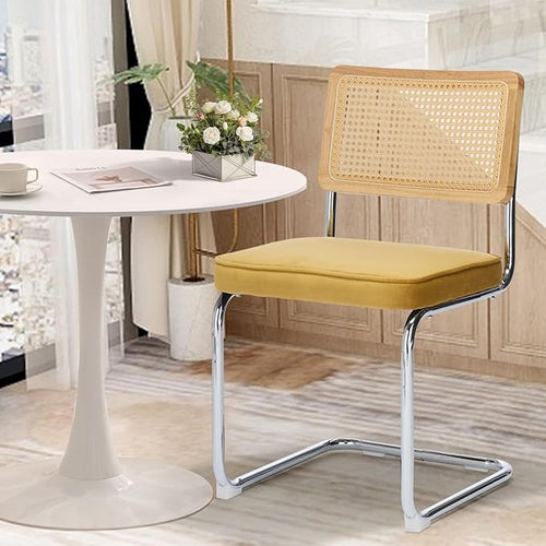 3-Pieces 31.5" Round Dining Table Set for 2, White Dining Table & Velvet Upholstered Dining Chairs Set of 2 for Kitchen Dining Room Apartment Small Space(Gold Velvet Chairs)
