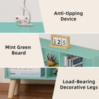 LEYAOYAO 8 Cube Bookshelf 3-Tier Bookcase with Legs, Mint-Green Kids Book Shelf Cute Storage Organizer, Large Open Toy Shelves Modern Bookshelves,Display Bookcases for Bedroom,Living Room,Nursery