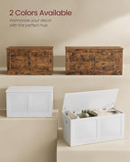 VASAGLE Storage Chest, Storage Trunk with 2 Safety Hinges, Storage Bench, Shoe Bench, Farmhouse Style, 15.7 x 39.4 x 18.3 Inches, for Entryway, Bedroom, Living Room, Cloud White ULSB164W01