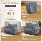 Giant Bean Bag Chair, Oversized Plush Comfy Bean Bag Sofa for Adults and Kids with Armrests, Memory Foam Mini Couch Single Lounges for Living Room, Bedroom & Game Room(Gray)