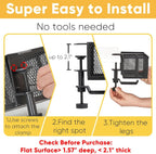 4 in 1 Metal Clip On Cup Holder Attachment for Gaming Desk or Table, Sturdy and Easy to Clamp, Attachable Anti-Spill Cup Holder for Salon Chair, Bedside, Water Bottles, Drinks, Headphones - Black