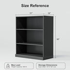 36" Wooden Book Shelf, 2 Shelf Bookcase, Modern Bookshelf with Adjustable Shelf for Home Office, Study Room, Black