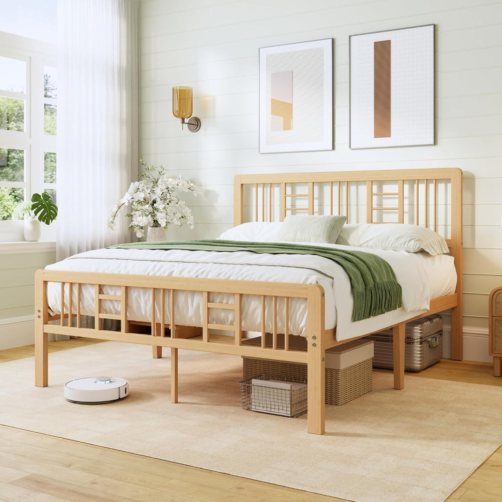 ZIYOO 10 Inch King Bamboo Bed Frame with Headboard, Modern Minimalist