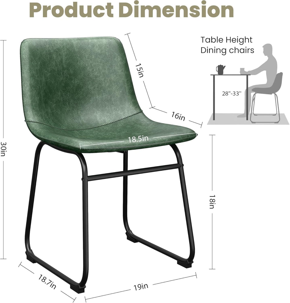 YaFiti 18 inch Modern Dining Chairs Set of 4, Green | Upholstered Wateproof P...
