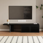 XEW Extendable TV Stand with Storage and Shelves, Wood Entertainment Center for 55+ Inch TV, Modern TV Console, Minimalist Media Console for Living Room, Bedroom-Black (Extendable: 78.7"-110")