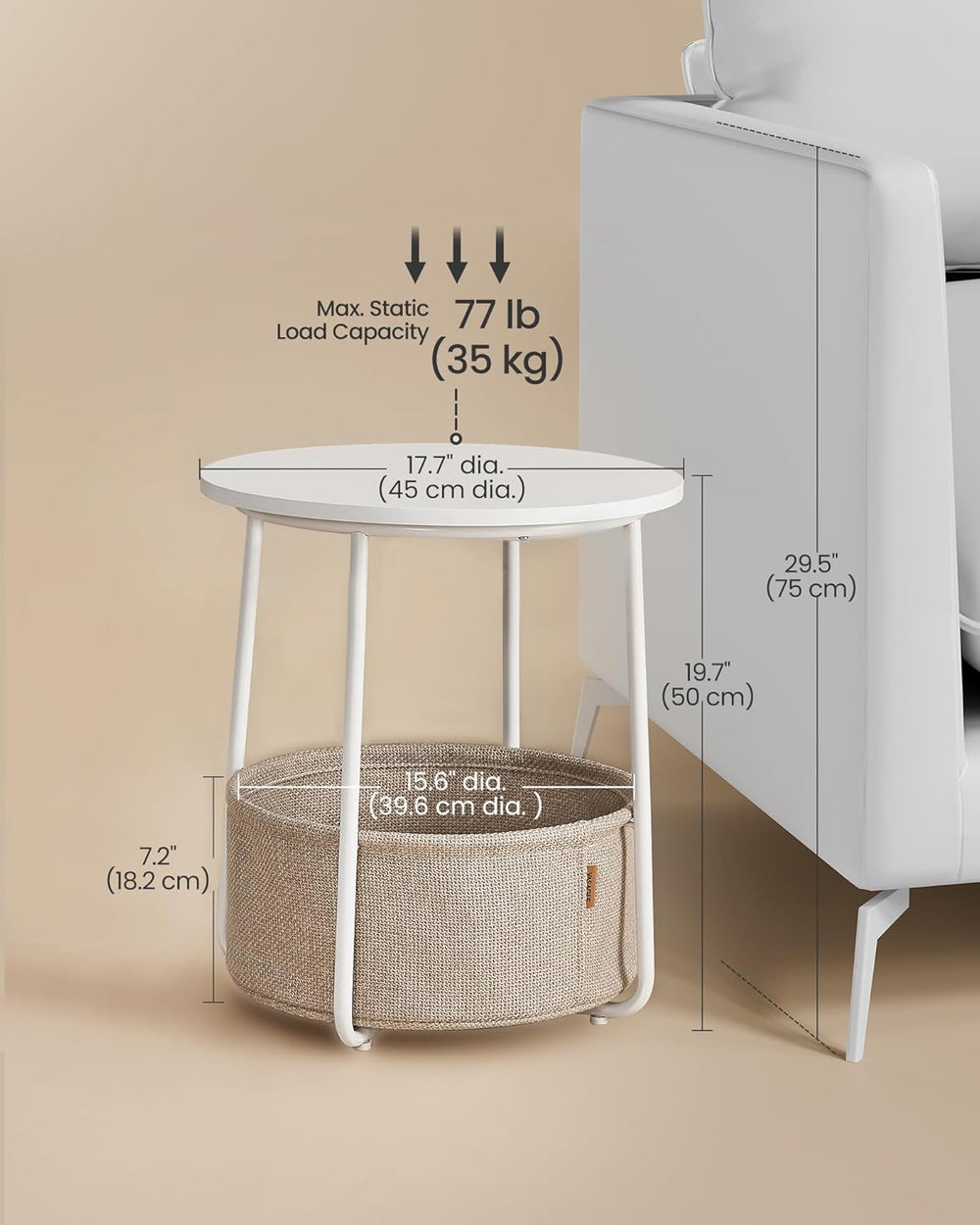 VASAGLE LILEA Collection - Small Round Side End Table, Modern Nightstand with...